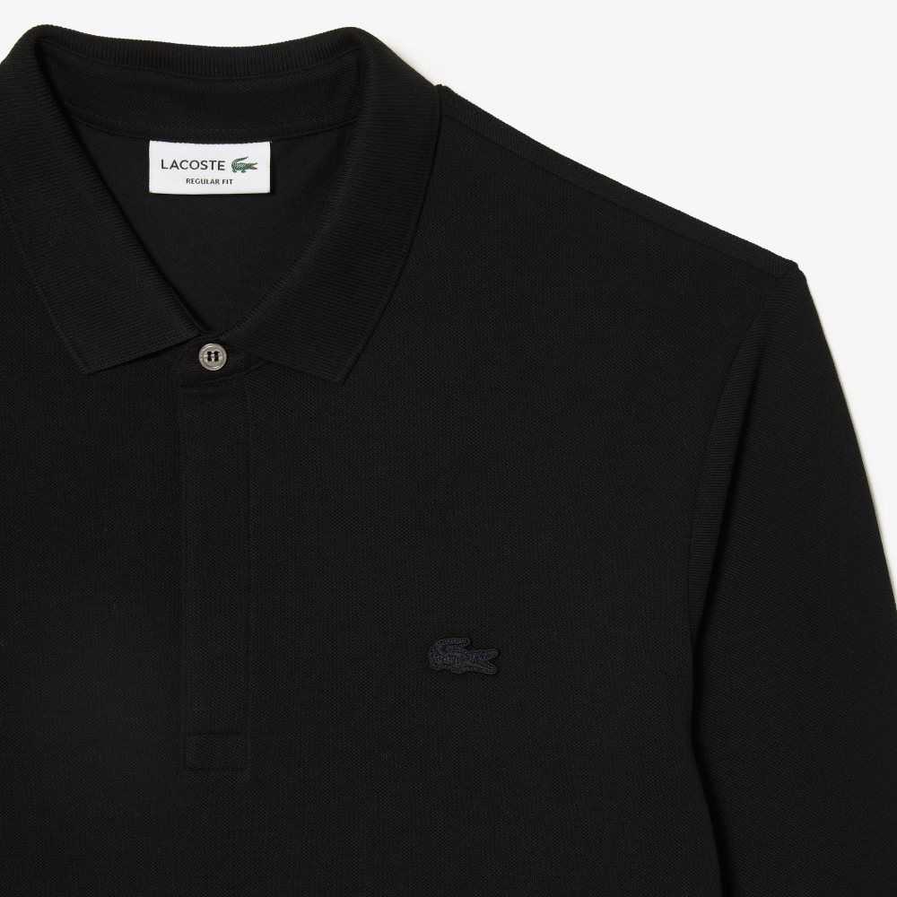 Black Lacoste Smart Paris long sleeve stretch cotton Polo | ADGFJZ-734