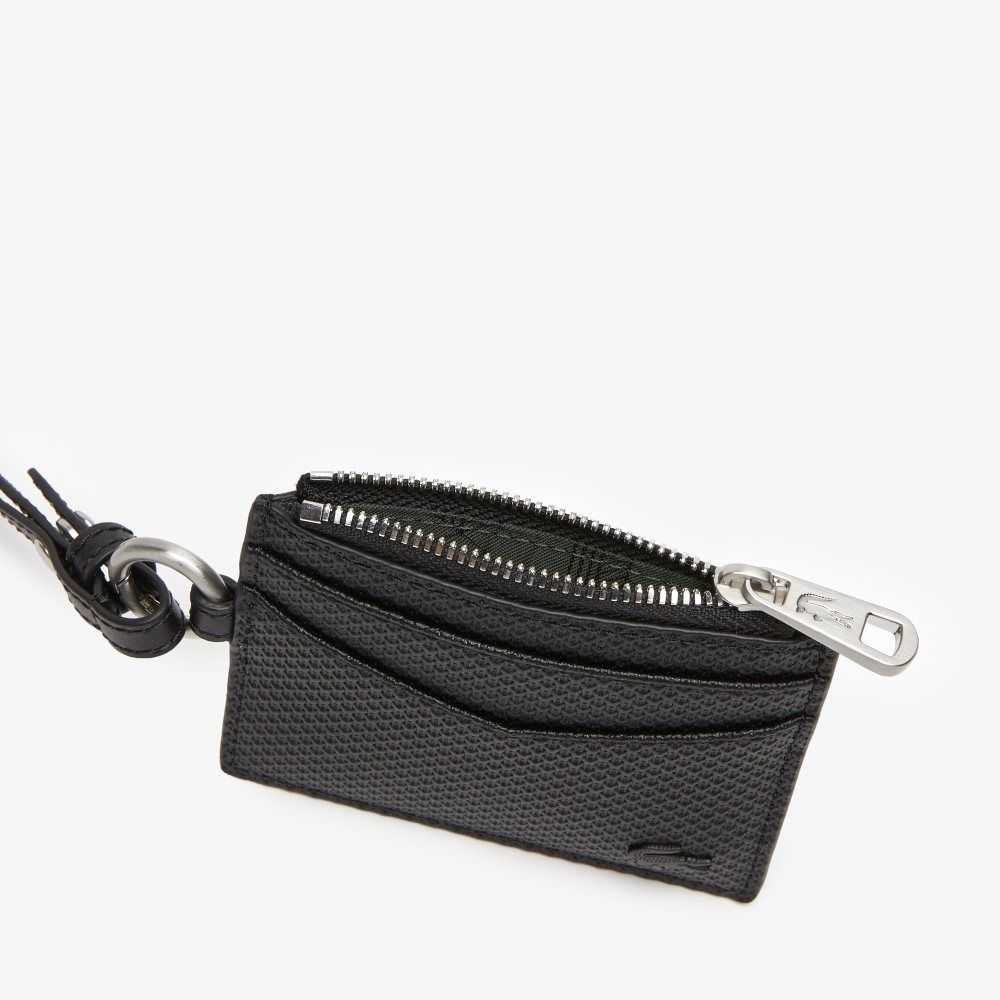 Black Lacoste Snap Hook Card Holder | XTDOHP-692