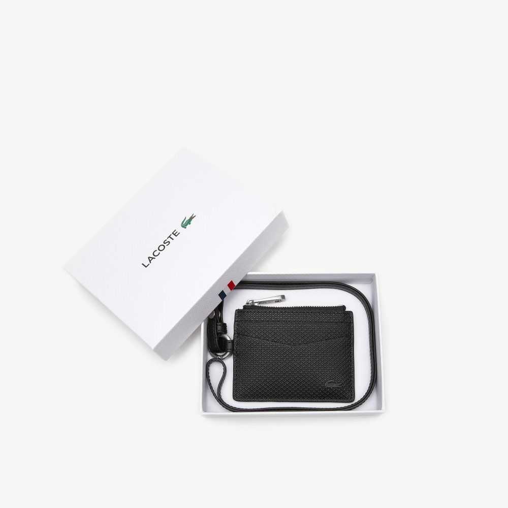 Black Lacoste Snap Hook Card Holder | XTDOHP-692