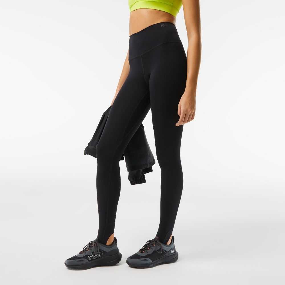 Black Lacoste Stirrup Leggings | QTZINL-169