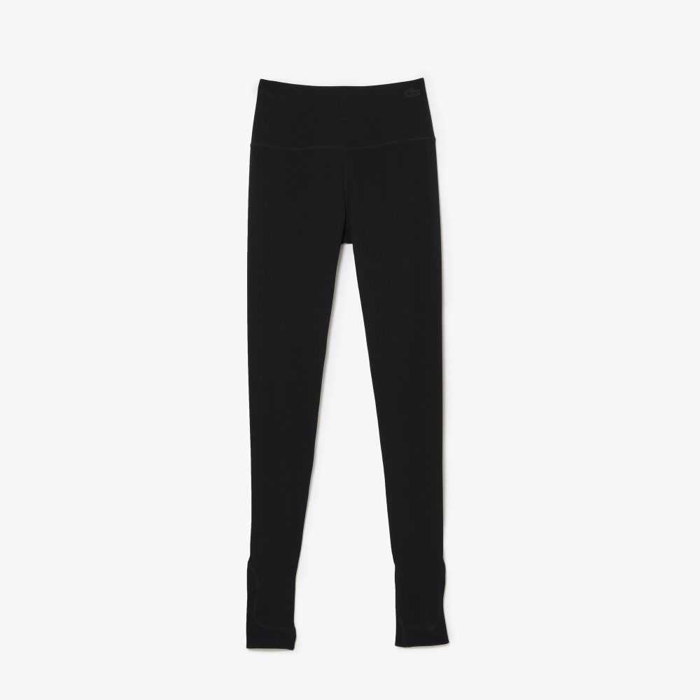 Black Lacoste Stirrup Leggings | QTZINL-169