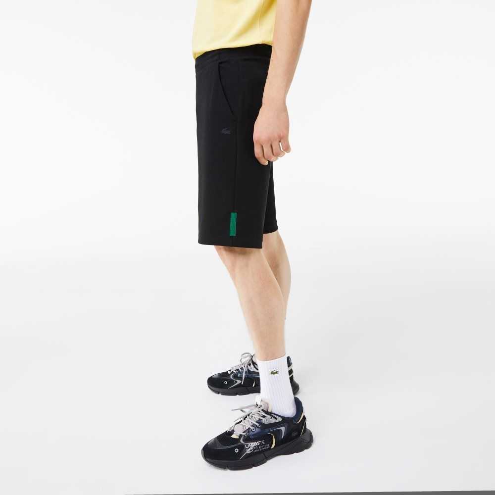 Black Lacoste Stretch Cotton Blend Shorts | OQDLPV-483