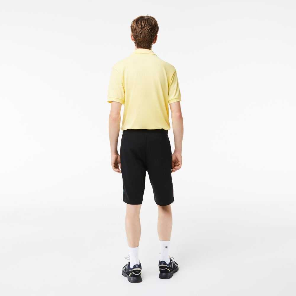 Black Lacoste Stretch Cotton Blend Shorts | OQDLPV-483