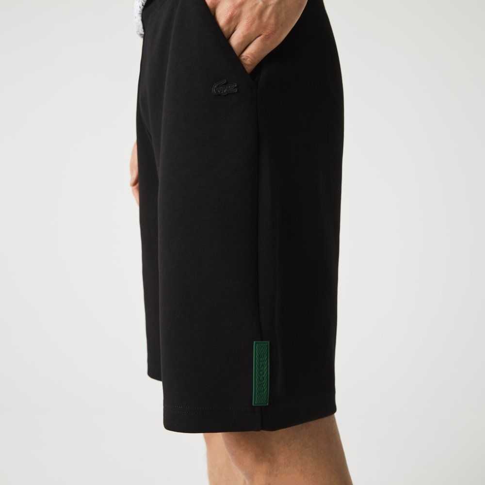 Black Lacoste Stretch Cotton Blend Shorts | OQDLPV-483