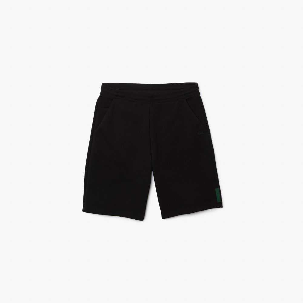 Black Lacoste Stretch Cotton Blend Shorts | OQDLPV-483