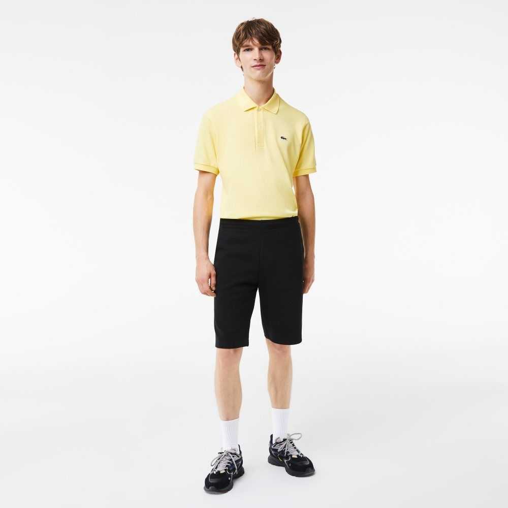 Black Lacoste Stretch Cotton Blend Shorts | OQDLPV-483