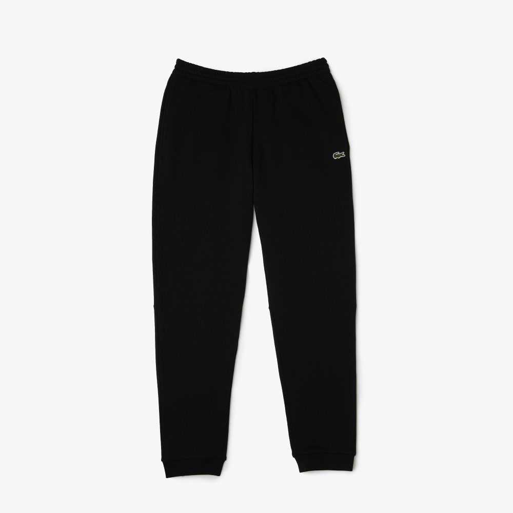 Black Lacoste Tapered Fit Fleece Trackpants | WGKNRY-215