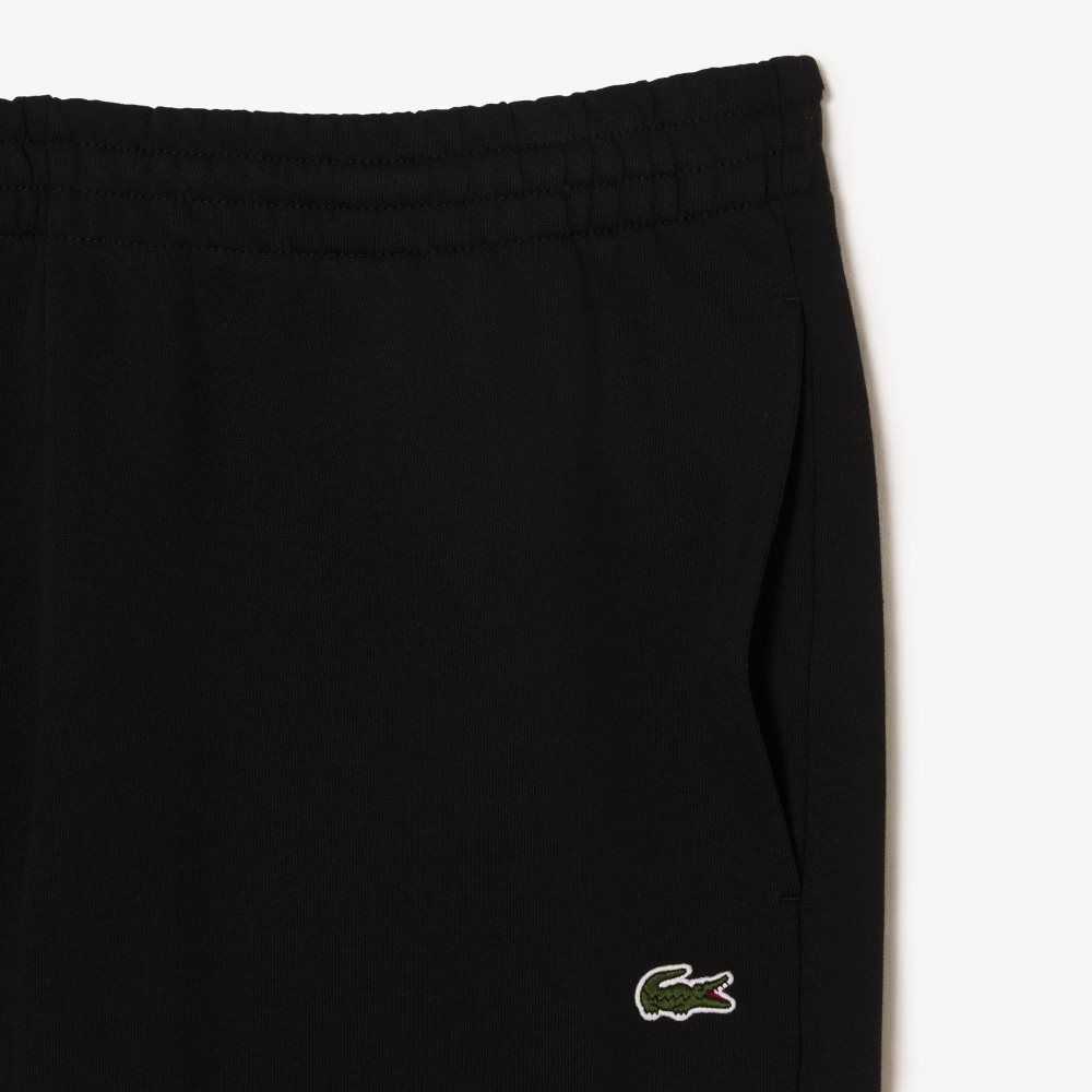 Black Lacoste Tapered Fit Fleece Trackpants | WGKNRY-215