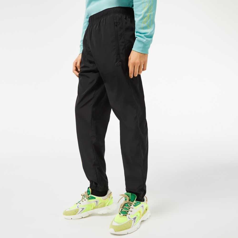 Black Lacoste Track Pants with GPS Coordinates | RGBZNE-948