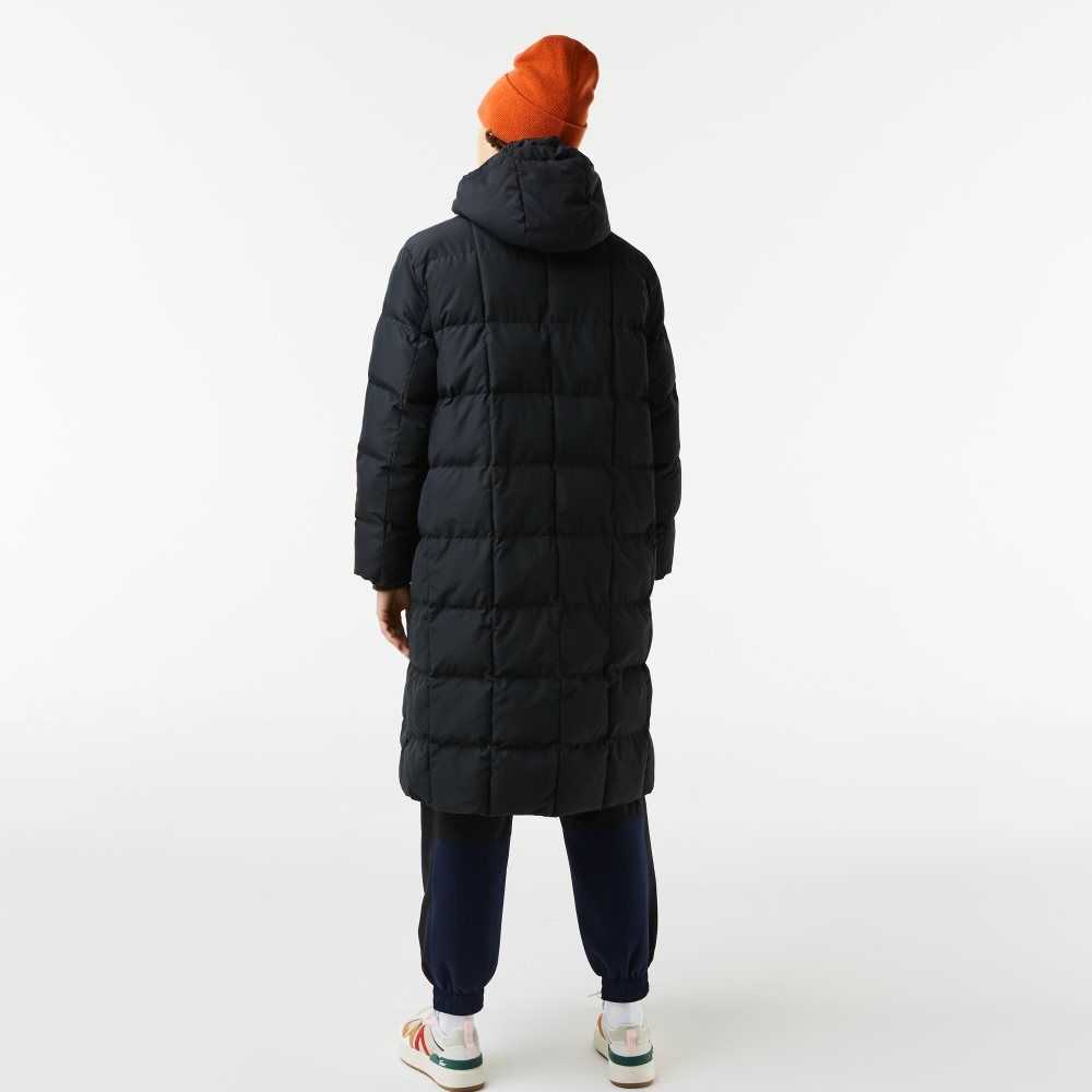 Black Lacoste Water-Repellent Long Jacket | NCRKWI-403