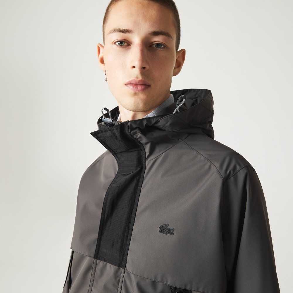 Black Lacoste Water-Repellent Parka | HFGBAV-710