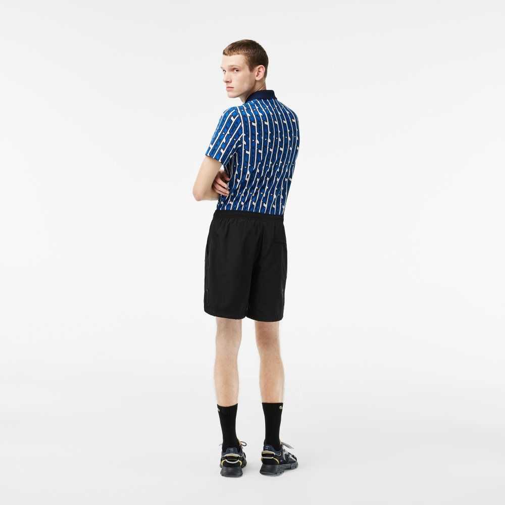 Black Lacoste Waterproof Shorts | AVUHTQ-910