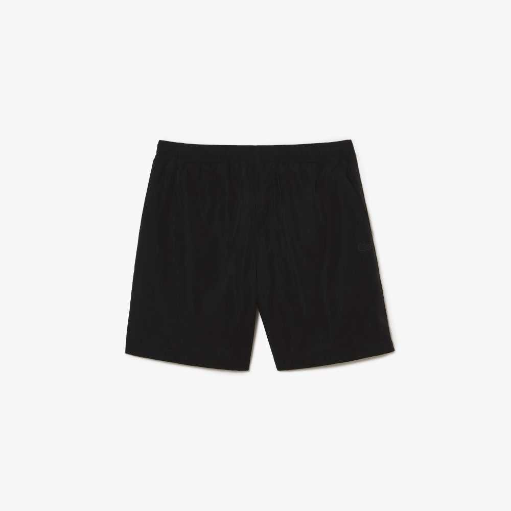 Black Lacoste Waterproof Shorts | AVUHTQ-910