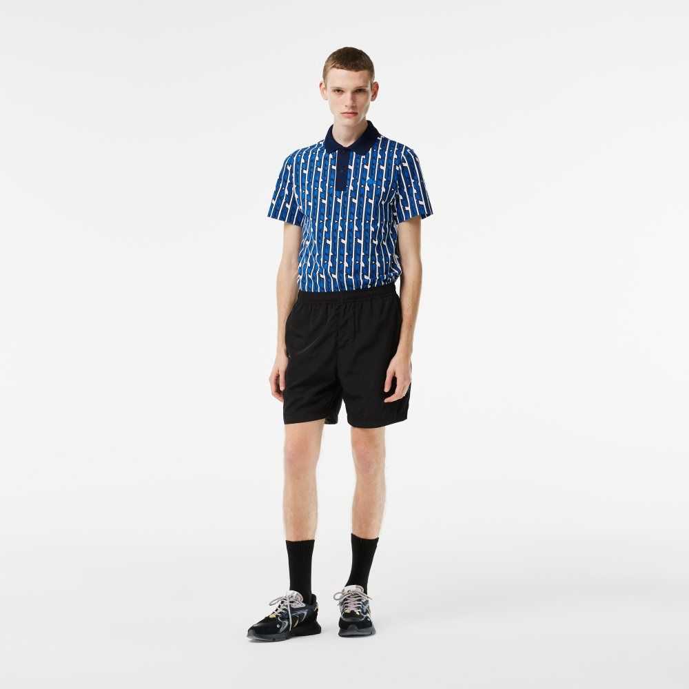 Black Lacoste Waterproof Shorts | AVUHTQ-910