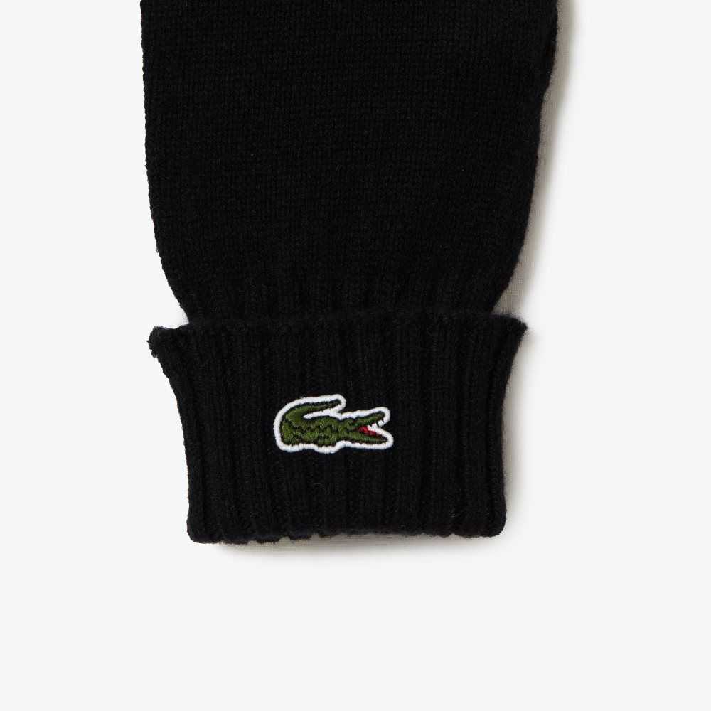 Black Lacoste Wool Jersey Gloves | DOPKRJ-058