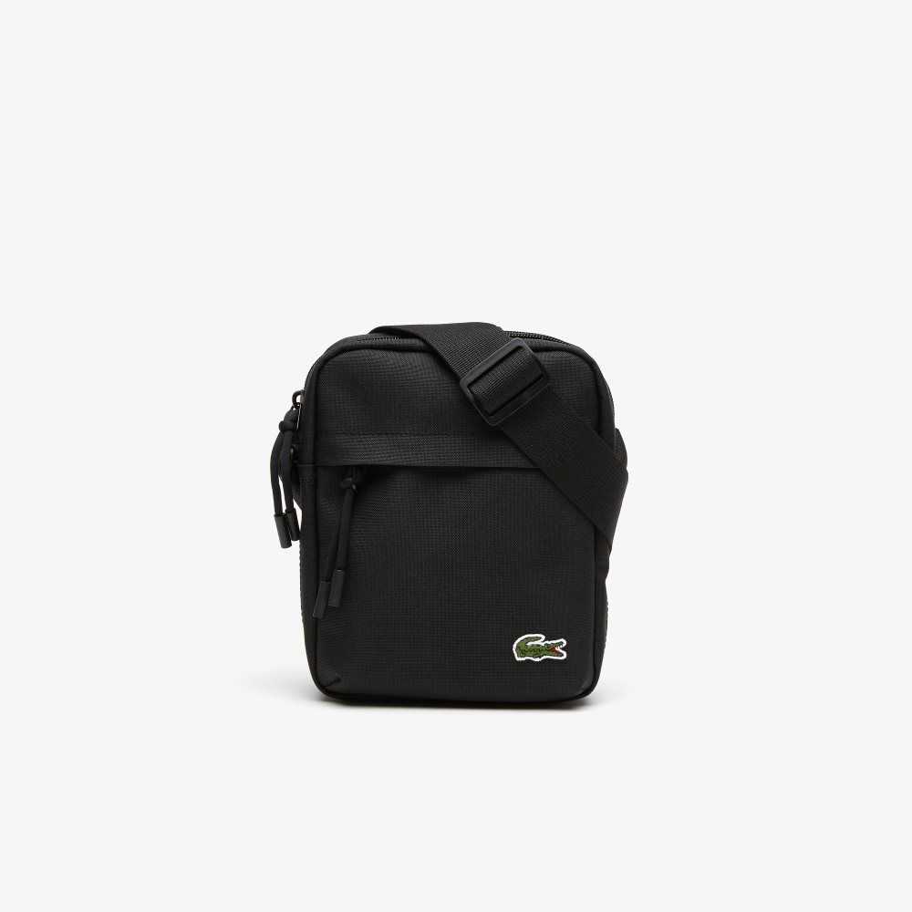 Black Lacoste Zip Crossover Bag | QESNRP-298