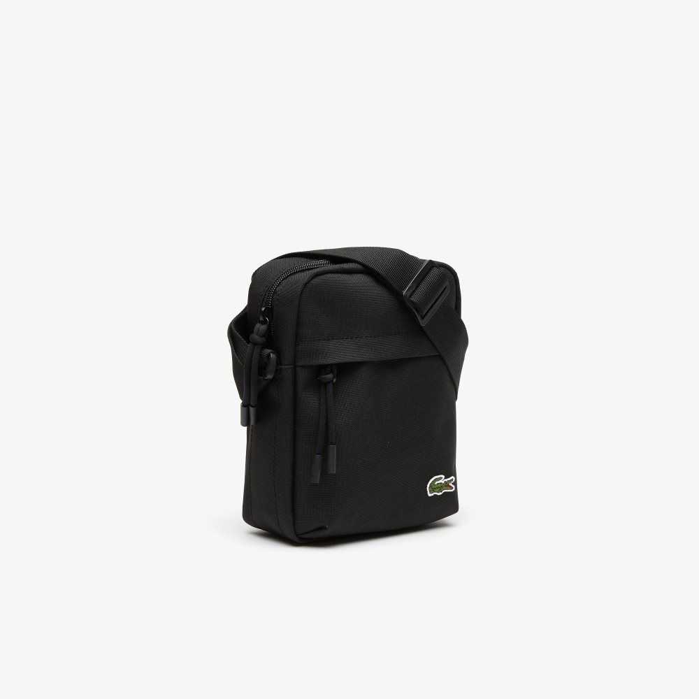 Black Lacoste Zip Crossover Bag | QESNRP-298