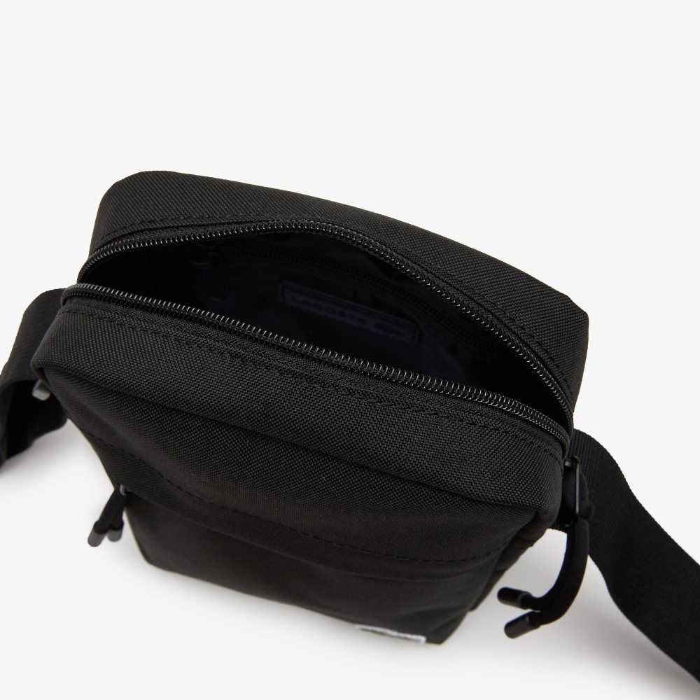 Black Lacoste Zip Crossover Bag | QESNRP-298