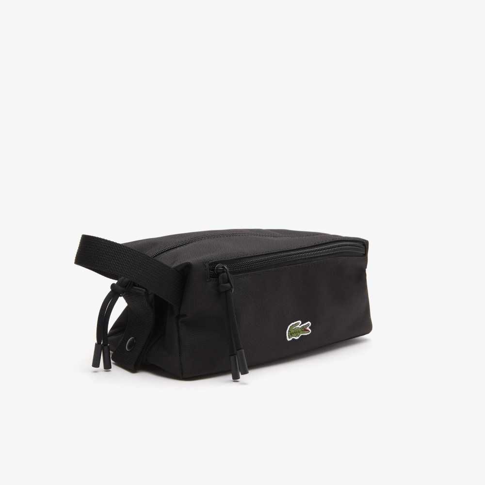 Black Lacoste Zippered Toiletry Bag | MFUYIB-169