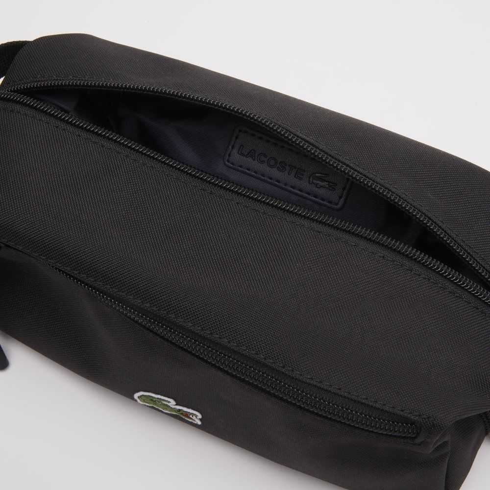 Black Lacoste Zippered Toiletry Bag | MFUYIB-169