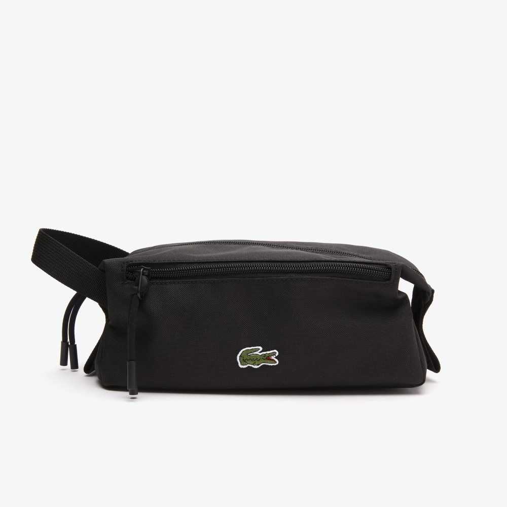 Black Lacoste Zippered Toiletry Bag | MFUYIB-169