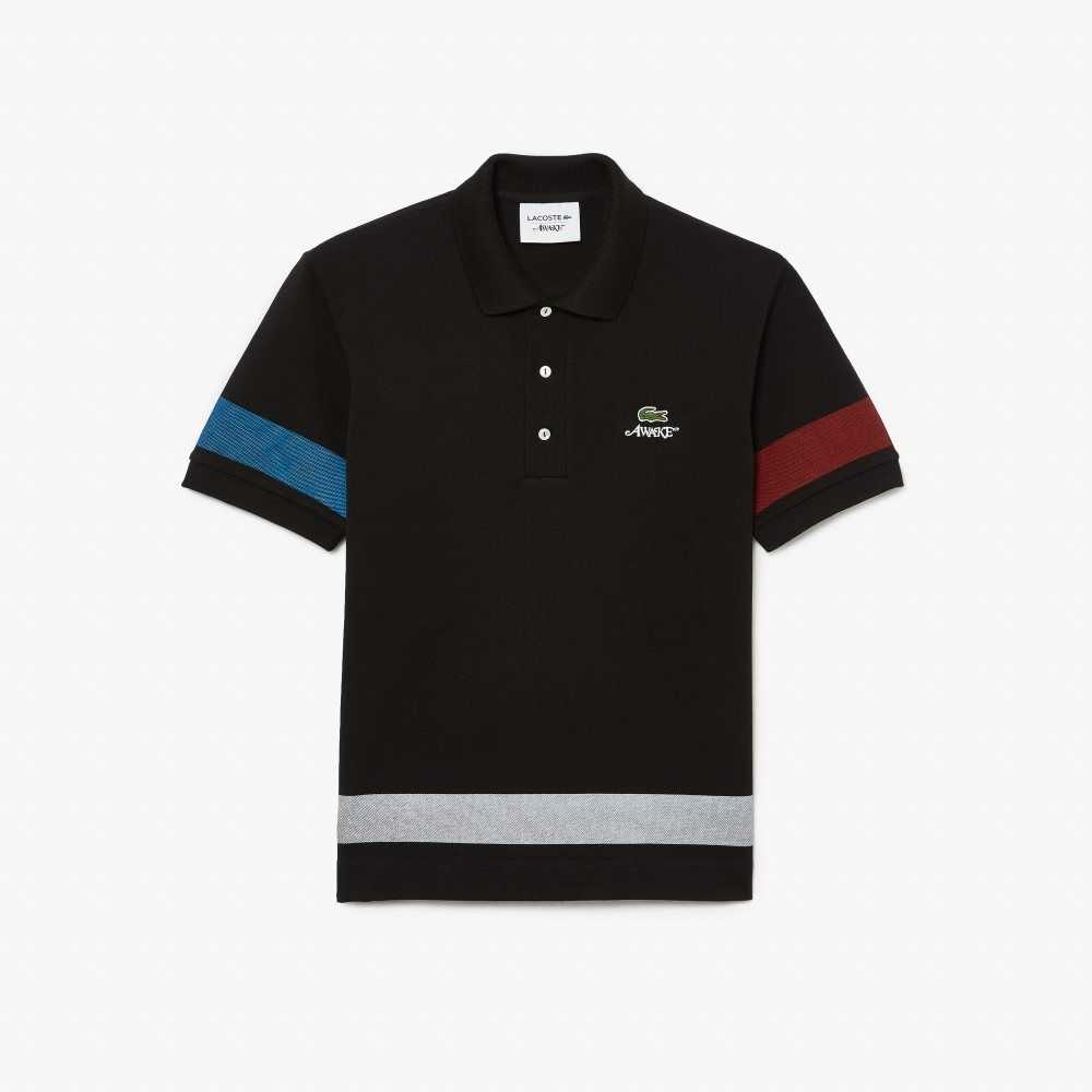 Black Lacoste x AWAKE NY Color-block Cotton Pique Polo | GRUICT-608