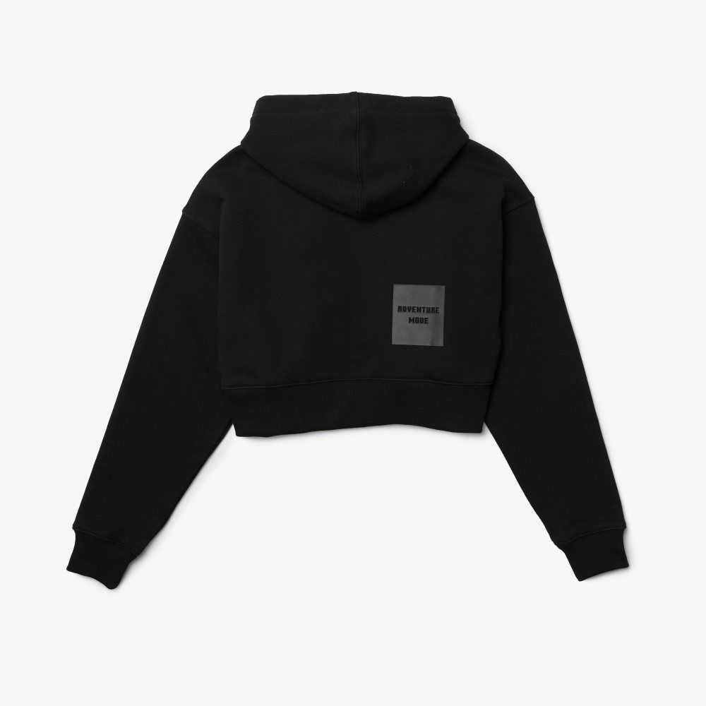 Black Lacoste x Minecraft Oversized Fleece Hoodie | CJQOFY-804