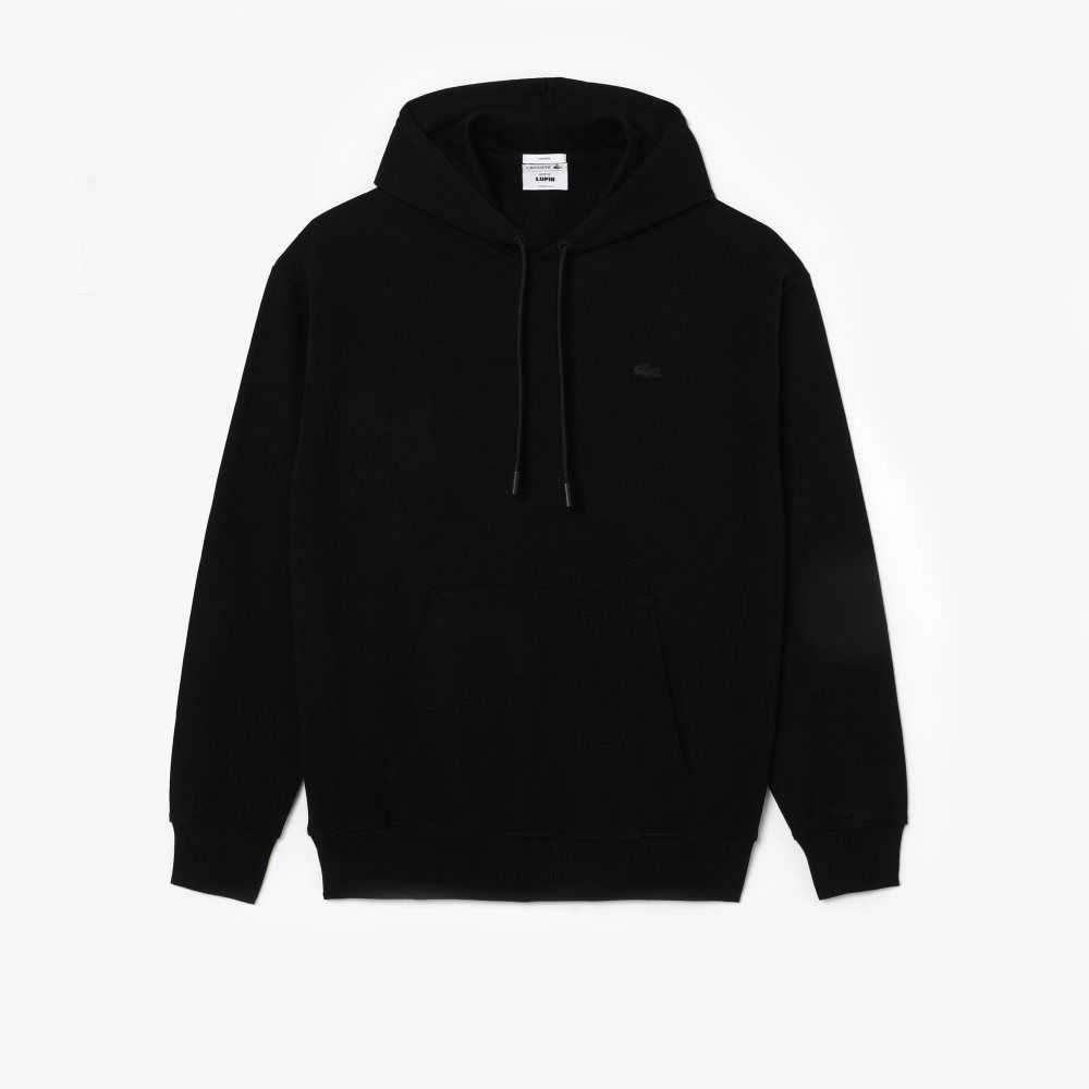 Black Lacoste x Netflix Loose Fit Hoodie | LKRNXZ-382