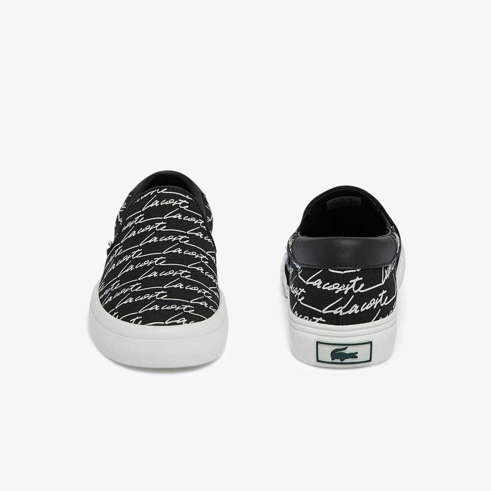 Black/Offwhite Lacoste Jump Serve Canvas Print Slip-On | XVPSKB-825