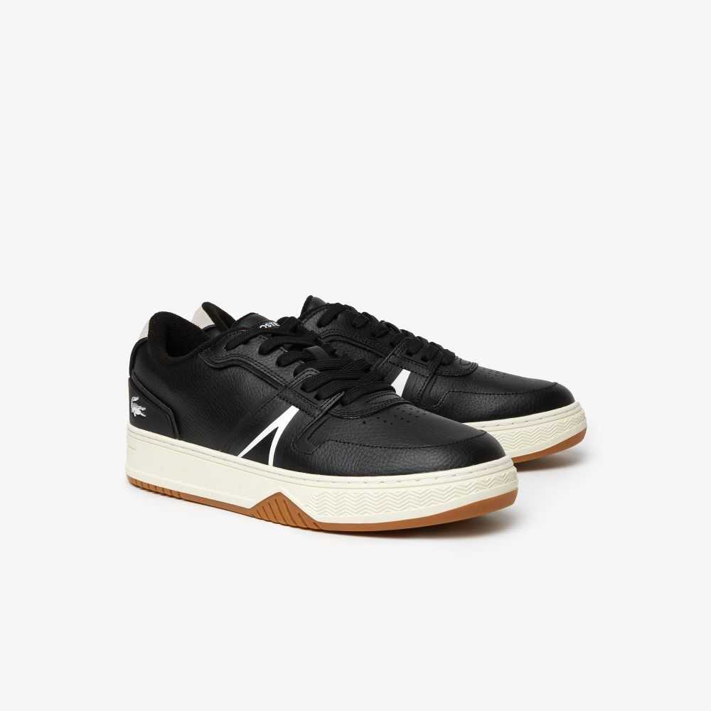 Black/Offwhite Lacoste L001 Leather Popped Heel Sneakers | GISOBN-462