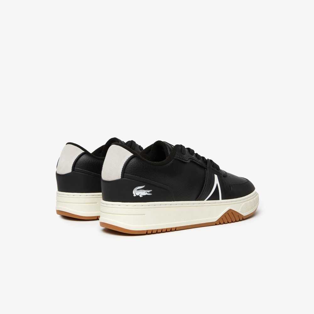 Black/Offwhite Lacoste L001 Leather Popped Heel Sneakers | GISOBN-462