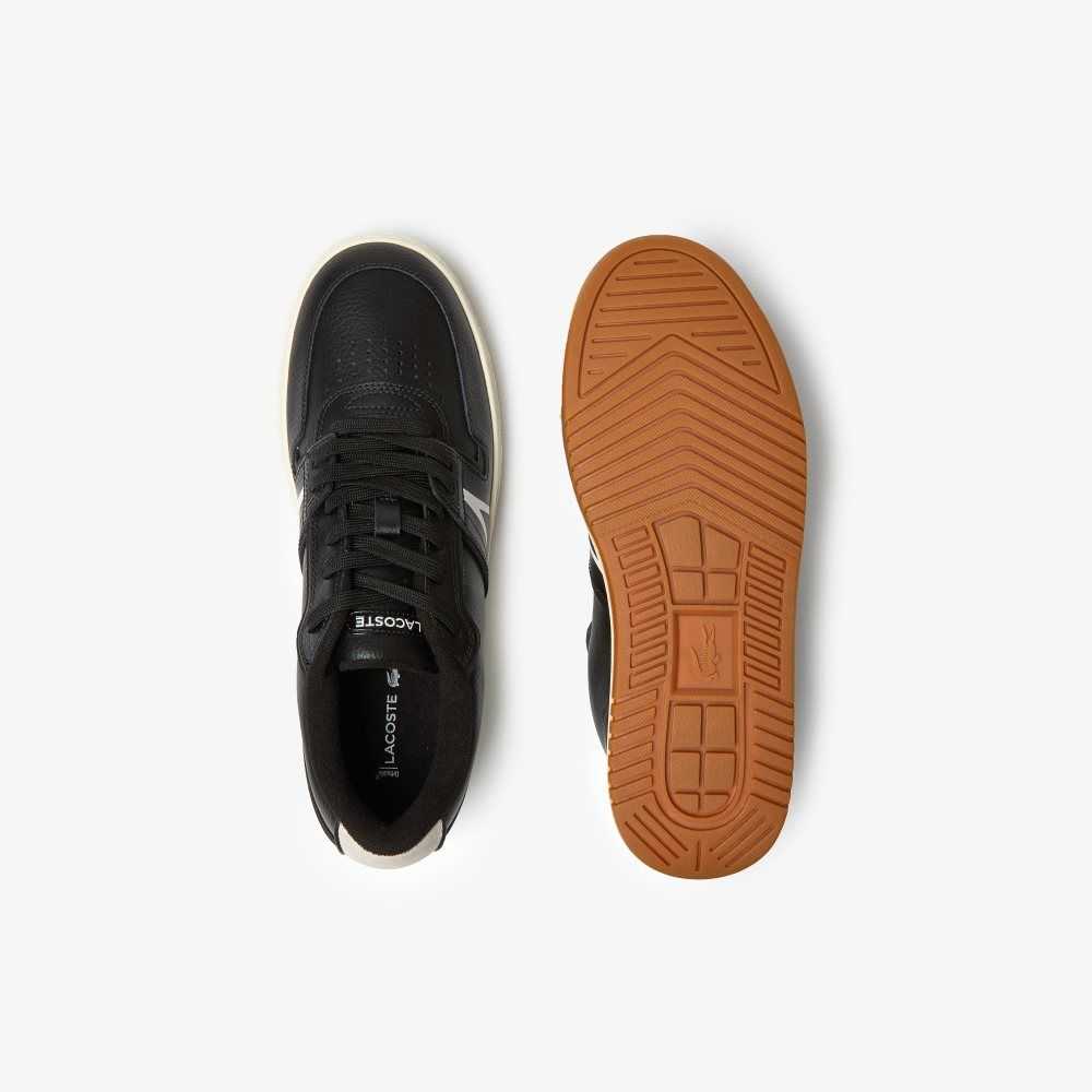 Black/Offwhite Lacoste L001 Leather Popped Heel Sneakers | GISOBN-462