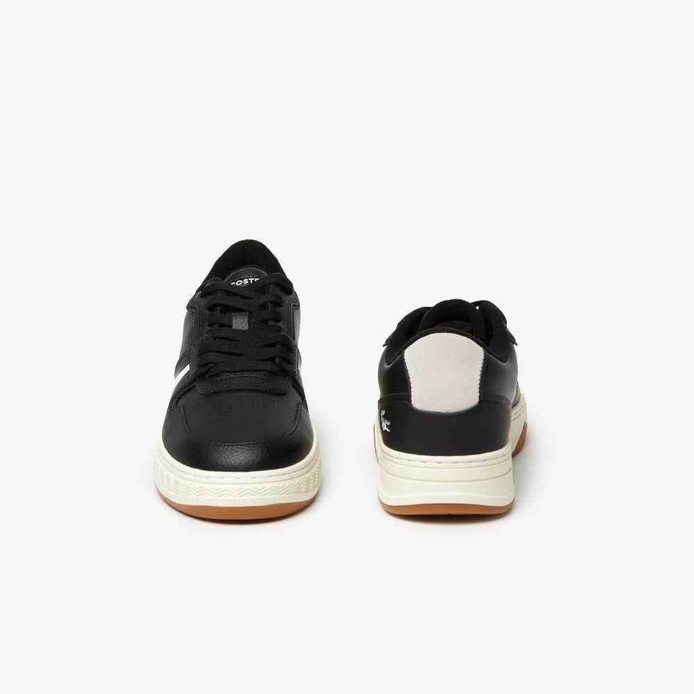 Black/Offwhite Lacoste L001 Leather Popped Heel Sneakers | GISOBN-462