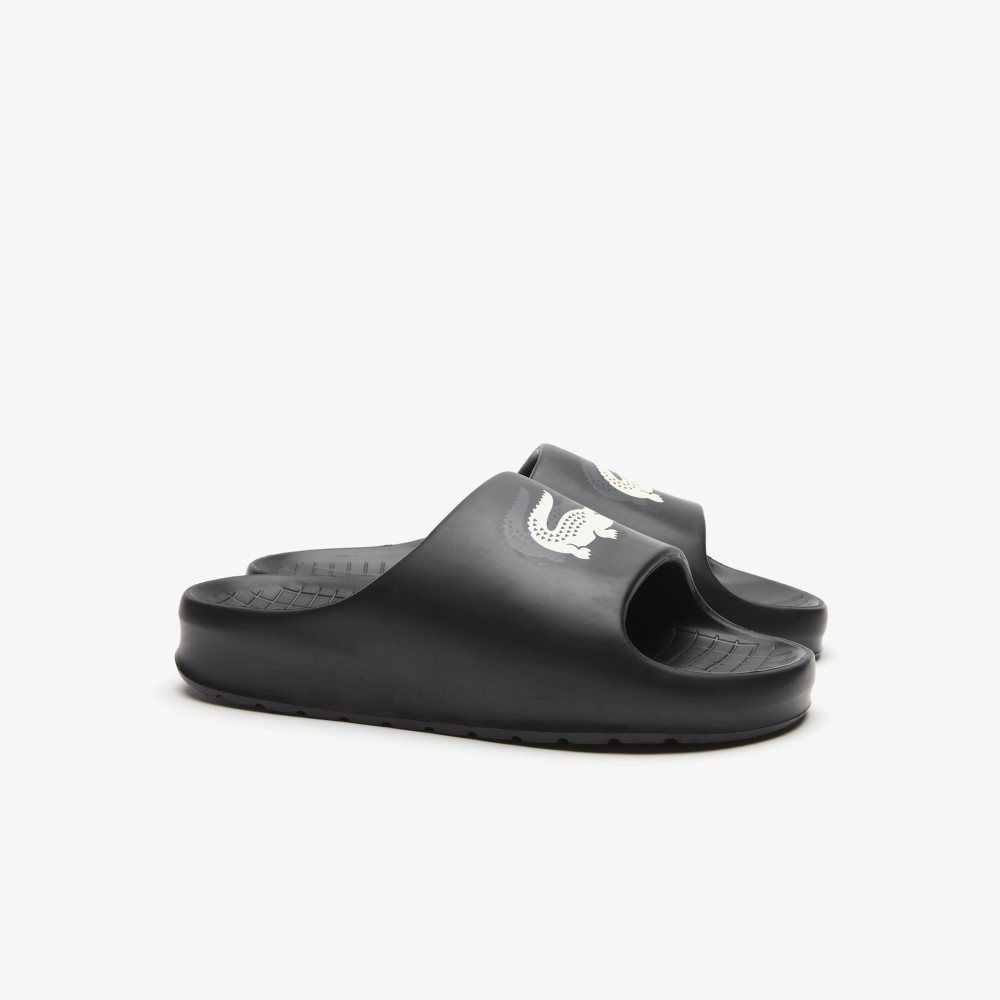 Black/Offwhite Lacoste Serve Slide 2.0 Evo Slides | OSYWGB-586