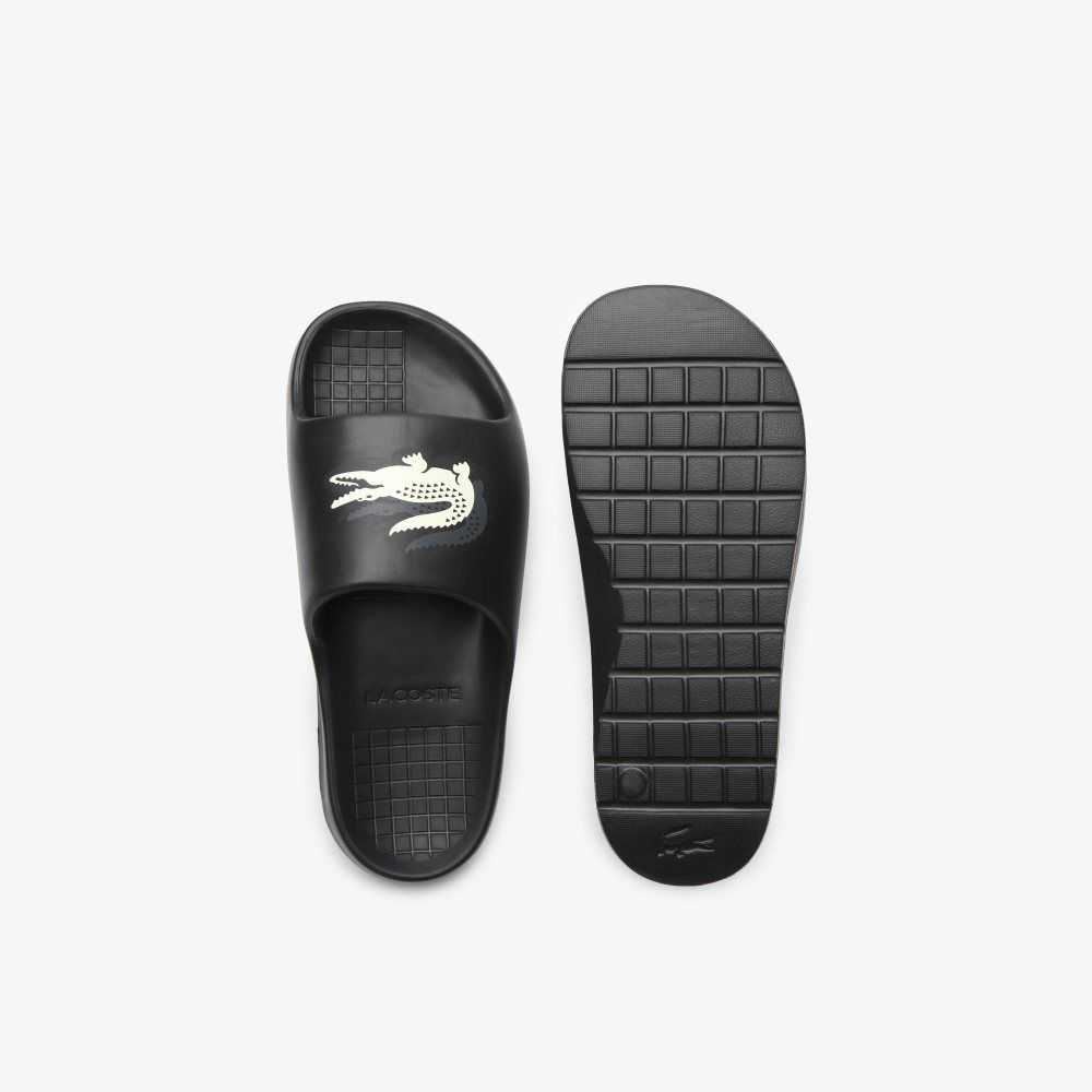 Black/Offwhite Lacoste Serve Slide 2.0 Evo Slides | OSYWGB-586