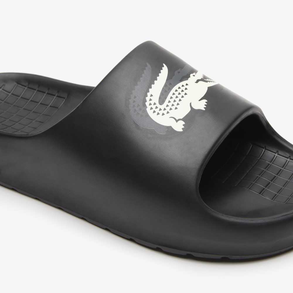 Black/Offwhite Lacoste Serve Slide 2.0 Evo Slides | OSYWGB-586