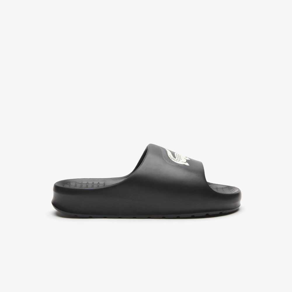 Black/Offwhite Lacoste Serve Slide 2.0 Evo Slides | OSYWGB-586