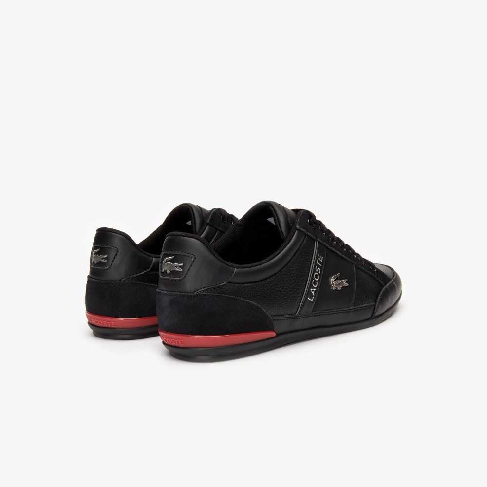 Black/Red Lacoste Chaymon Leather Sneakers | LXDZSM-530