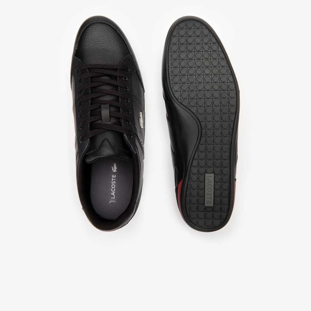 Black/Red Lacoste Chaymon Leather Sneakers | LXDZSM-530