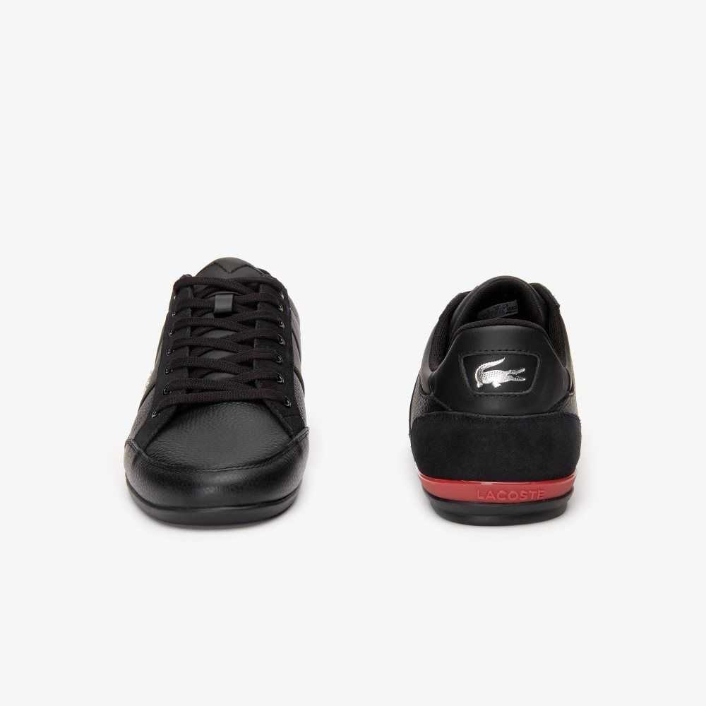 Black/Red Lacoste Chaymon Leather Sneakers | LXDZSM-530