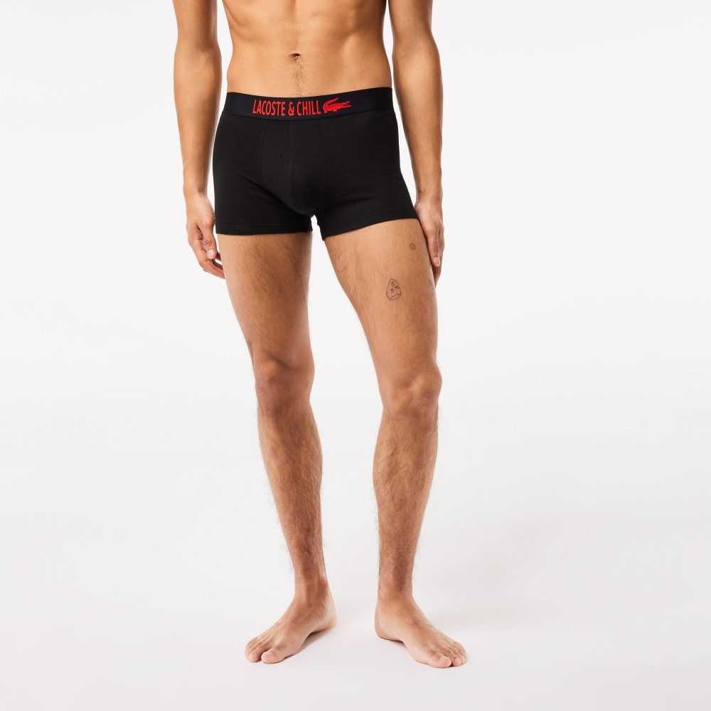 Black / Red / White Lacoste 3-Pack x Netflix Jersey Boxers | CVXGFS-138