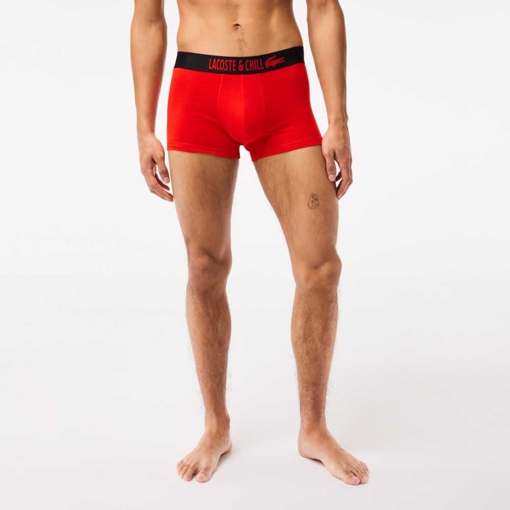 Black / Red / White Lacoste 3-Pack x Netflix Jersey Boxers | CVXGFS-138