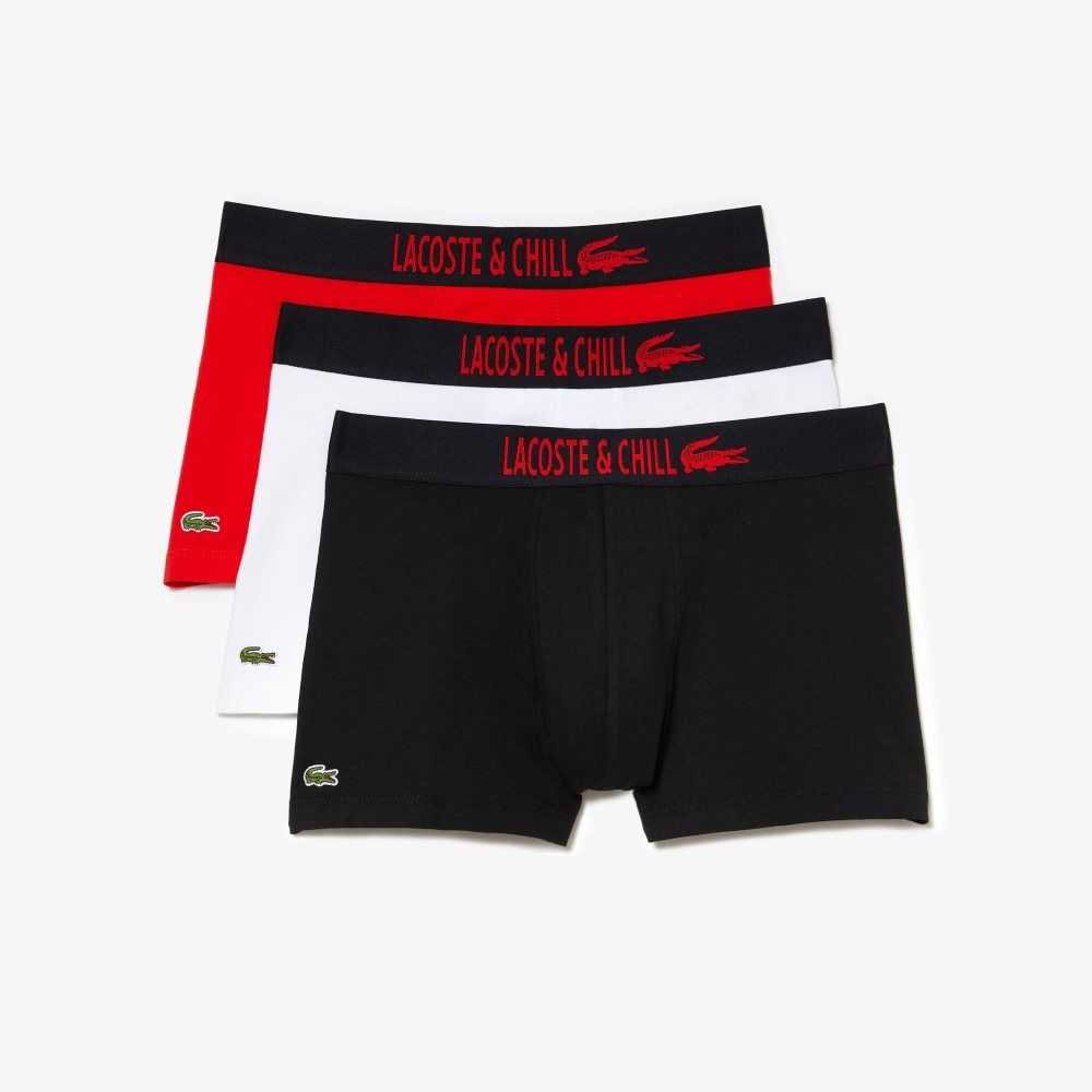 Black / Red / White Lacoste 3-Pack x Netflix Jersey Boxers | CVXGFS-138