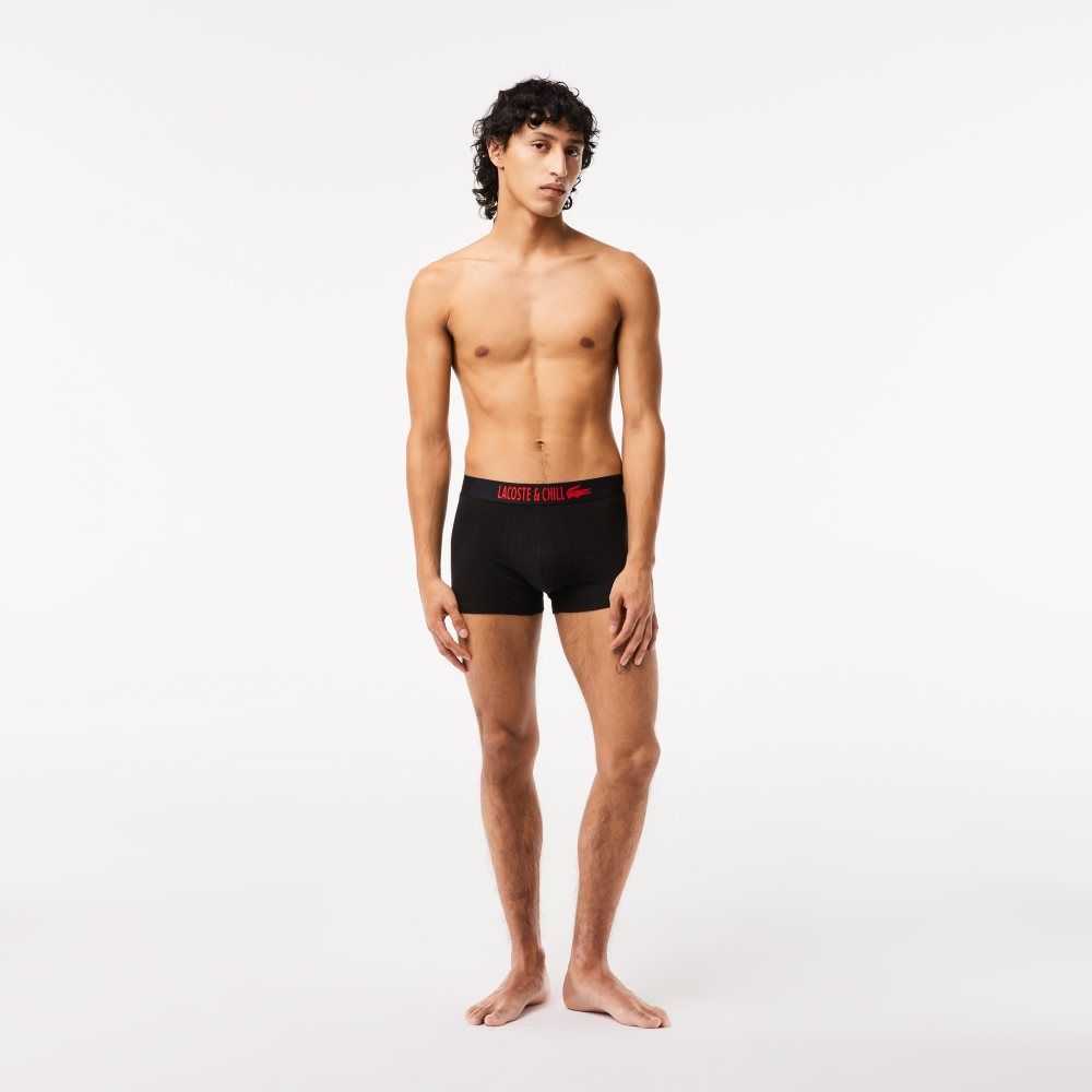 Black / Red / White Lacoste 3-Pack x Netflix Jersey Boxers | CVXGFS-138