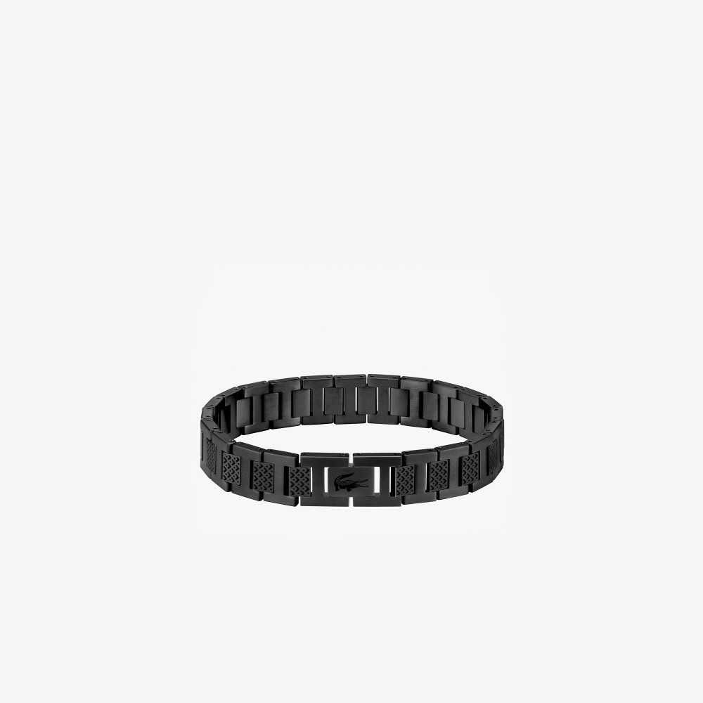 Black Steel Lacoste Metropole Bracelet | XKNSOH-763