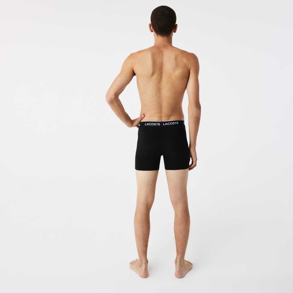 Black / White / Grey Chine Lacoste Long Stretch Cotton Boxer Brief 3-Pack | FEUDOT-120