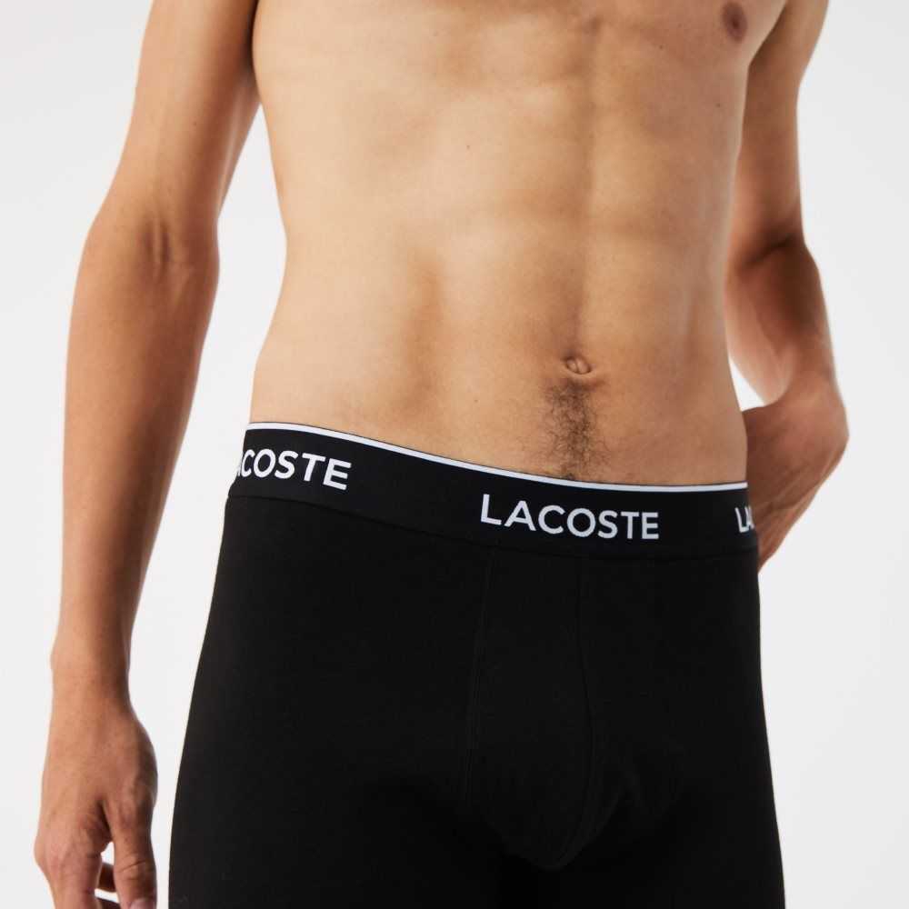 Black / White / Grey Chine Lacoste Long Stretch Cotton Boxer Brief 3-Pack | FEUDOT-120