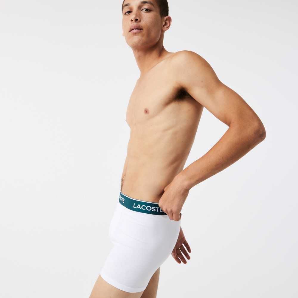 Black / White / Grey Chine Lacoste Long Stretch Cotton Boxer Brief 3-Pack | FEUDOT-120