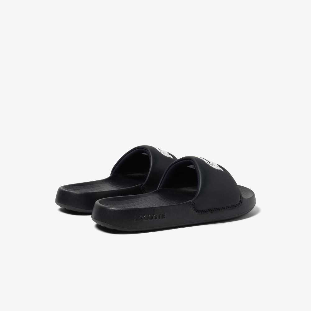 Black/White Lacoste Croco 1.0 Slides | VOTYJA-749