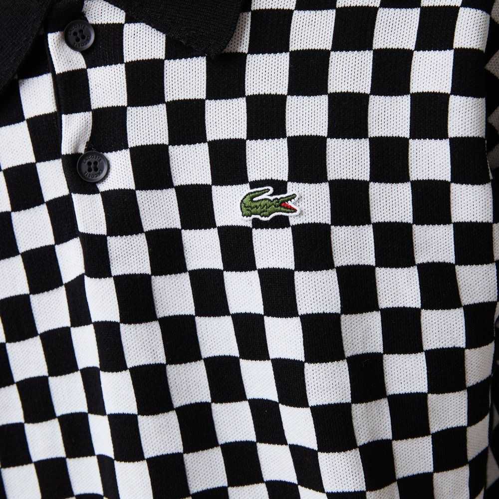 Black / White Lacoste Heritage Relaxed Fit Checkerboard Sweater | OVKFZI-532